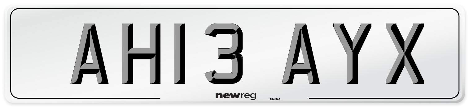 AH13 AYX Number Plate from New Reg